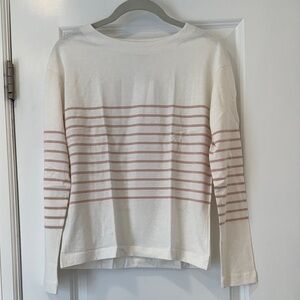 Mango Cream and Pink Striped Long Sleeve Top